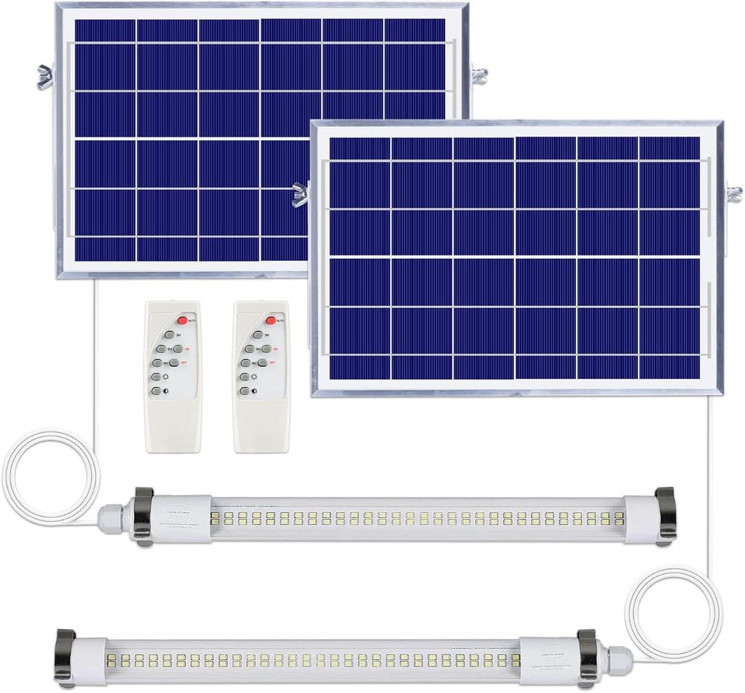 MEIHONG 2 Pack Solar Chicken Coop Lights with Timer | Dimmable LED, Solar Shed Lights, IP66 Waterproof & 16.4ft Cord | with Dusk to Dawn Sensor | Hanging Ceiling Light for Poultry Farms, Coops