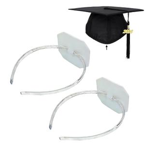 2 x 2pcs Graduation Cap Headband Insert for Women Grad Cap Headband Clear Firm Anti-fall Hair Band for Graduation Hat Holder for Graduates,Students,Girls (2, Clear)