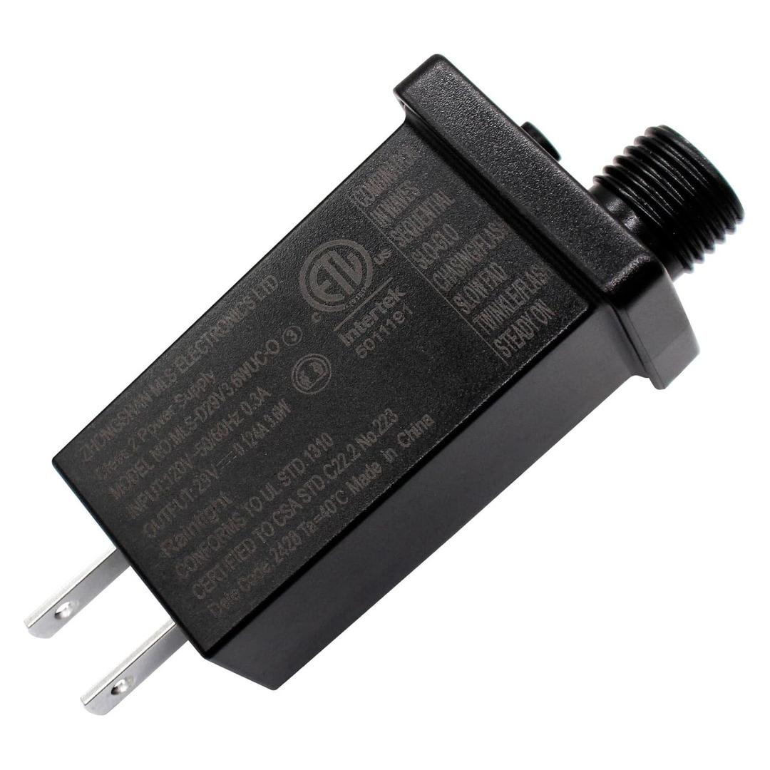 29V 3.6W LED Power Supply Low Voltage LED Transformer Class 2 Power Supply Waterproof IP44 Seasonal Use LED Driver US Plug 8 Modes Adapter for String Light, Projector Light, Lawn Lamp (1)