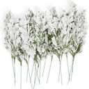 24 Pcs Christmas Snowy Artificial Pine Branches,10.5" Faux Frosted Evergreen Norfolk Pine Sprigs Cypress Leaves Fake Foliage Greenery Picks for Xmas Wreath Making DIY Crafts Decor (24, Snow White)