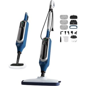 12 in 1 Steam Mop, Detachable Handheld Steam Cleaner for Home, 23FT Cord, for Hardwood Floor Cleaning, Tile, Carpet, Furniture, Clothes, Windows, Blue