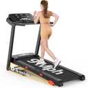 THERUN Incline Treadmill 18" LED Screen & 16.5 Wide Belt, Running Treadmill 2 Layers Shock-Absorbing, Foldable for Indoor Fitness Workouts (Red-Manual Incline)