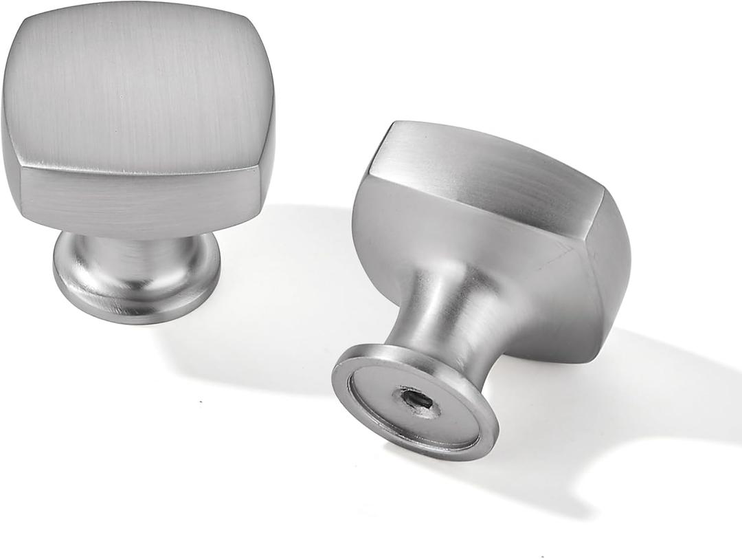 khtumeware 10 Pack Knob Brushed Nickel Cabinet knobs,Satin Nickel Solid Heavy-Duty Bifold Closet Door Knobs,Hardware Pulls for Kitchens, bathrooms and Dresser Handle