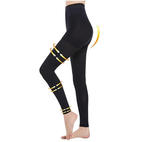 Myshear Medical Compression Tights Women, 20-30 mmHg Graduated Compression Pantyhose Men, Footless Compression Stockings, High Waist Compression Leggings, Support Hose for Varicose Veins, Edema, Dvt XL