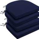downluxe Outdoor Chair Cushions Set of 4 for Patio Furniture, Water-Resistant Patio Chair Cushions with Ties, High Density Foam Outdoor Seat Cushion, 17" X 16" X 2", Navy