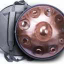 "SINGOFIRE" New Upgrade Advanced Handpan Drum, Ember Steel Handpan, 10-Notes with Bag, 22-Inch 440Hz D Minor Kurd, Telescopic Drum Stand, Copper Glow Pupil