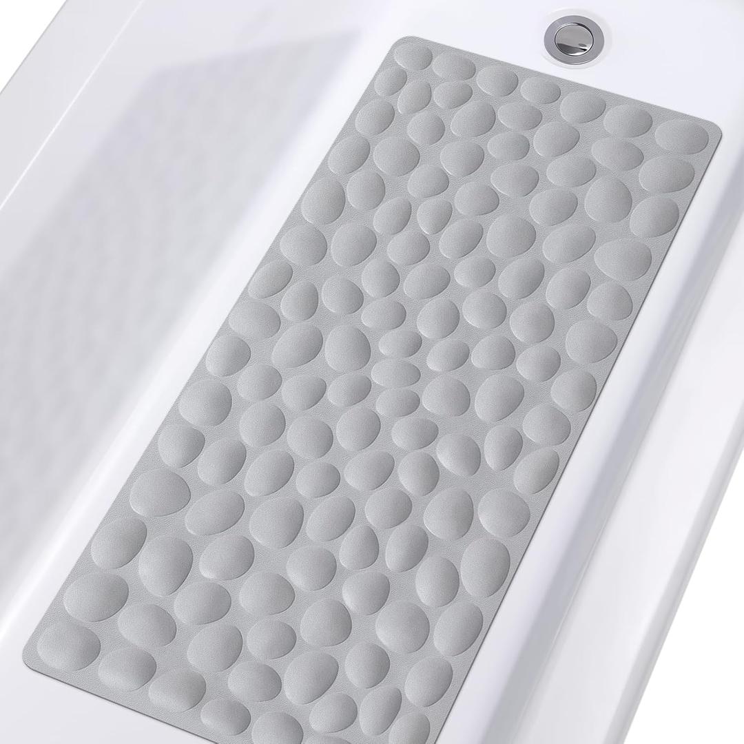Non-Slip Bathtub Mat OTHWAY Soft Rubber Bathroom Bathmat with Strong Suction Cups (Grey) (31.5" x 16" (Rectangular))
