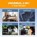 FORABEST Heated Lunch Box  80W Electric Lunch Box for Adults, 12V/24V Car & Truck + 110V/220V for Office & Travel  Cooks or Warms Meals, Full Utensils & Premium Carry Bag (Black)