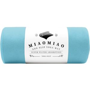MIAOMIAO Non-Slip Hot Yoga Towel Set,Super Absorbent Microfiber in, 24.5" x 72" - Anti-Slip, Injury Free Design for Pilates, Yoga Mats, Exercise, and Fitness Gear (Light Blue)