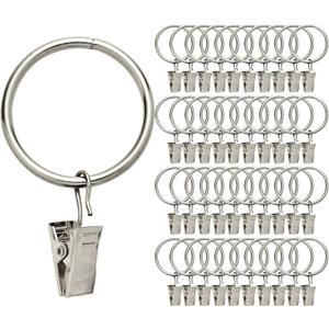40 Pack Rings Curtain Clips Rustproof Metal Window Drapery Decorative Clips Vintage Heavy Duty Eyelet Curtain Rods Hangers Rings with Hooks, 1.25In Inner Diameter (Silver-Non Open)