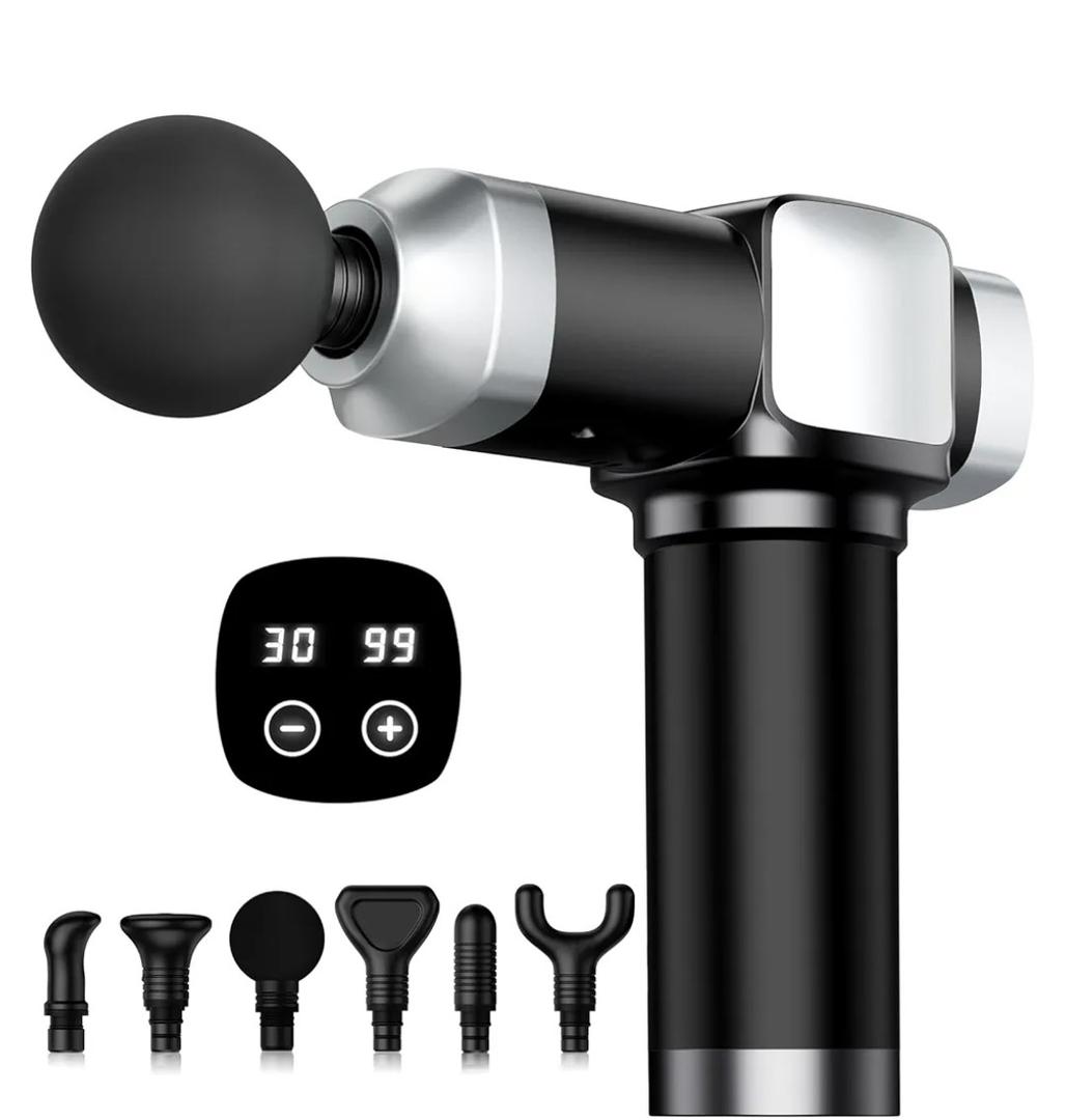 Deep Tissue Massage Device, Portable Percussion Electric Muscle Massager for Pain Relief, Handheld Massagers with 30 Speeds & 6 Attachments for Back and Neck, Gifts for Men Women