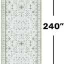 Hazo Haus Oushak 3x20 Wide Hallway Runner Rug - Vintage Turkish Floral, Washable Low Pile Non Slip 20ft Extra Long Runners for Large Kitchen, Hall Way - Blue and Green Dcor, ' x 20' (Runner), Cream Green 