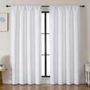 Simplebrand Ava Pure White Curtains for Bedroom 84 Inch Length 2 Panels Set, Solid Light Filtering Thermal Insulated Window Treatment, Soft Casual Rod Pocket Privacy Curtains, W50 x L84 Inch