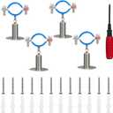 Kodilin 4PCS 304 Stainless Steel Wall Mount Ceiling Mount Pipe Supports,Suitable for OD Pipe 1/2"(19-22mm),Adjustable Height 30-50mm,Adjustable Pipe Strap Clamp with Screws