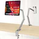 Houele Tablet Stand Holder, Adjustable Foldable Tablet Arm iPad Desk Mount with 360Rotate Base, Phone Holder iPad Stand for Desk and Bed, Compatible with Tablets, Phones or Other 4-15.6" Device