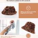 Gifts Sets for Women-5 Piece, Faux Fur Bucket Hat and Glove Set, Valentines Gifts for Her Wife Sister Girlfriends (Leopard Print Deep)