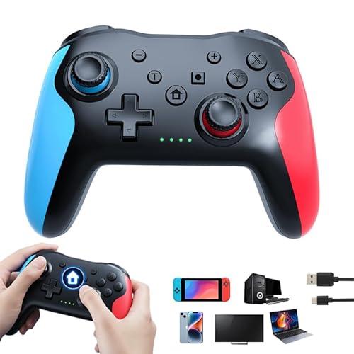 VOVEWAN Switch Controller Wireless, Pro Controllers Compatible with Switch Lite/OLED/PC, One-Key Pairing Gamepad with 9-Color RGB LEDs 6-Axis Motion Wake Up Function