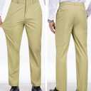 Mens Slacks Straight Fit Golf Pants Elastic Waist Dress Pants Lightweight Stretch Casual Business Work with 5 Pockets (Beige, XXXL)