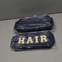 Cunno 4 Pcs Preppy Makeup Bags Chenille Letter Stuff Bag Nylon Cosmetic Pouch Cases with Zipper for Women Travel Toiletry (Classic, Dark Blue)