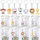 Landical 25 Sets Safari Baby Shower Party Gifts for Guest 25 Acrylic Keychains 25 Thank You Cards for Baby Shower Gender Reveal Party (Colorful)