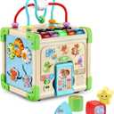 LeapFrog Touch and Learn Electronic Musical Light-Up Wooden Activity Cube Toy, Animal Themed, Ages 1 and Up, 8.1" x 11.4" x 7.3"