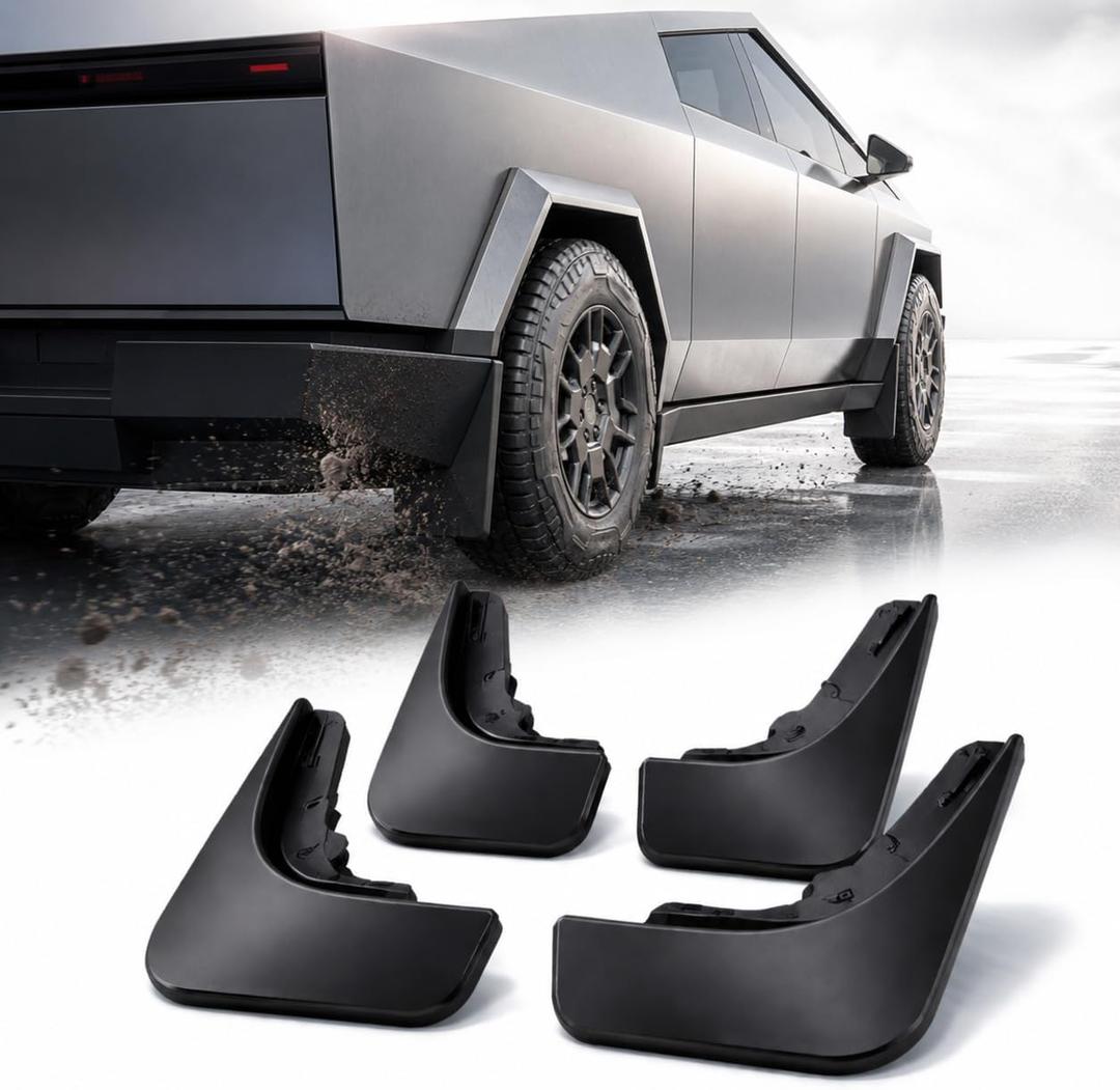 Tesla Cybertruck Mud Flaps 2024-2026, Heavy Duty All-Weather Splash Guards No Drill OEM Fit TPE Front & Rear Mudguards, Off-Road Exterior Protection Accessories (4PCS)