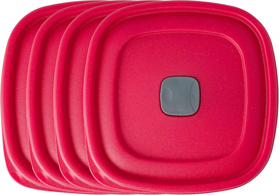3/5/7 Cup Replacement Lids for Rubbermaid Food Storage Containers Steam Vent (4-Pack, Red)