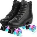 XUDREZ Double Row Adjustable Leather High-Top Roller Skates - Perfect for Indoor Outdoor Adult Use With Bag Size 39