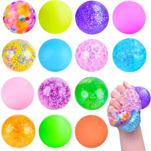 Squishy Stress Balls, Squishies for Kids Adults Anxiety Stress Relief Toys, Squeeze Balls Bulk Fidget Toys for Party Favors, Birthday Gift, Goodie Bag Stuffers
