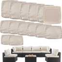 Outdoor Cushion Covers Replacement 14 Pcs Patio Cushion Covers fit for 7Pieces 6-Seater Wicker Rattan Sectional Couch Sofa Outdoor Cushion Slipcovers Set Seat and Back Cover Only, Apricot