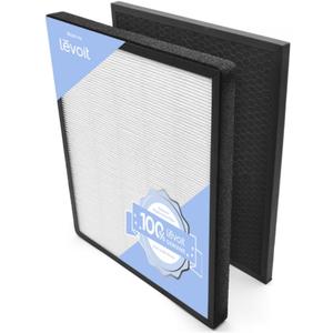 LEVOIT LV-PUR131 Replacement Filter, Genuine Air Purifier Filter, High-Efficiency Activated Carbon for Removal of Odor, Smoke, Pollen, Allergens, LV-PUR131-RF, 1 Pack
