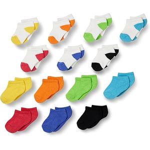 Amazon Essentials Unisex Kids and Toddlers' Cotton Low Cut Cushioned Sock, 14 Pairs, Size 1.5-8