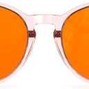 Bloomoak 99% Orange Blue Light Blocking Glasses,Retro Trendy Round Style,Relieve Eye Fatigue,Improve Sleep For Screens/Games (Pink Frame (Hard Case Included))