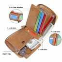 GERUOLA Men's Shielded Wallet Zipper Leather Wallet Men's Bifold RFID Card Case Wallets for Men (Khaki)