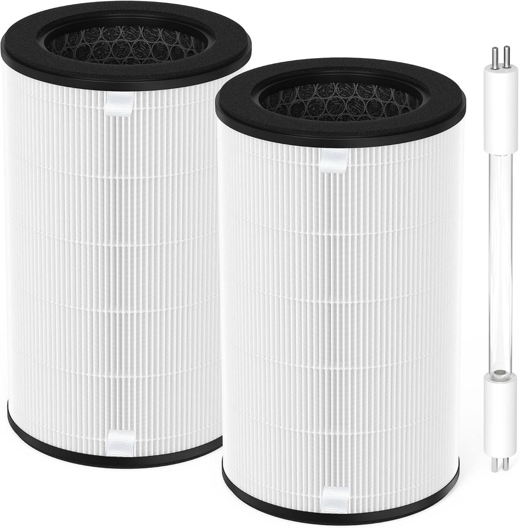 𝟐 𝐏𝐚𝐜𝐤 AP-T45 AP-T40FL Filter Compatible With Homedics TotalClean Purifier Models AP-T40, AP-T40WT, AP-T43-WT, AP-T45-BK & AP-T45-WT, 2* T40 Filter & 1 * 3W AP-UV1 Bulb, Costco Model 1461901