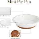 MALACASA Ceramic Mini Pie Pans Set of 6, 6 Inch Pie Plates for Baking with Ruffled Edge, Small Quiche Baking Dish Pans Tart Pans, Individual Pot Pie Plates, Microwave & Oven Safe, Khaki White