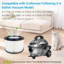 2 Pack 17810 Filters Replacement for Craftsman 3 to 4 Gallon General Purpose Wet Dry Vacuum, Part# 9-17810, with 8 Pre-filter Bags & 1 Brush