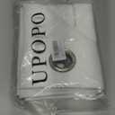 UPOPO White Valance Curtains 18 inches Long Linen Textured Curtain Valance Toppers Kitchen Short Small Mini Cabinet Caravan Living Room Bedroom Window Curtain Valances 1 Panel Grommet Top