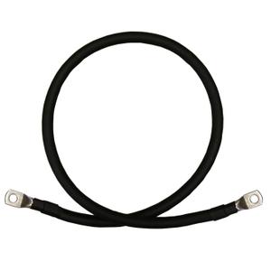 2 AWG 2 Gauge Single Black 2 feet w/ 5/16" Lugs Pure Copper Battery Inverter Cables for Solar, RV, Auto, Marine Car, Boat
