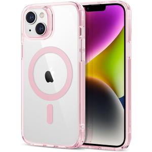 ESR for iPhone 14/iPhone 13 Case, Compatible with MagSafe, Shockproof Military-Grade Protection, Scratch-Resistant Back, Magnetic Phone Case for iPhone 14/iPhone 13, Classic Hybrid Case, Clear Pink