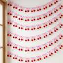 9 Pcs Cherry Bow Garland Decor, 8.2 Ft Summer Cherries Party Decoration DIY Fruit Hanging Ornaments Pom pom Felt Bunting Banner for Birthday Bachelorette Wedding Party Christmas Favors