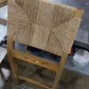 Nathan James Beacon Bohemian Boucle Bar Stool with Back, Bar Height Kitchen Island Chair, Seagrass Bar Stool, Cream Boucle/Brushed Light Brown, Set of 2