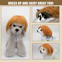 SM4BED Dog Cat Cosplay Wig Pet Costumes with Adjustable Elastic Bands Golden Bob Headwear for Halloween Christmas Parties Festivals Small Medium Dogs Cats Headdress