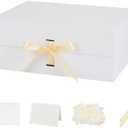 Box White Large Gift Box with Ribbon 6 Pack  Large Box with Lid Magnetic Closure Rectangle Collapsible Luxury Wrap Box for Weeding Gifts Crinkle Cut Paper Shred with Card