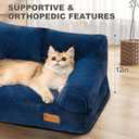 FAMIDGE Plush Cat Couch Bed - Cat Bed for Indoor Cats, Dog Sofa Bed, Short Rabbit Fleece Calming Pet Couch with Removable Cover, Anti-Shedding Pet Sofa for Small/Medium Pets (261812in, Navy Blue)