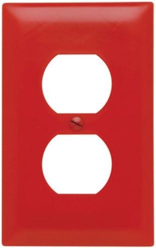 Legrand Pass & Seymour TP8RED Trademaster Mid-Size Unbreakable Nylon Wall Plate, 1 Gang, One Duplex Outlet Cover, Red (1 Count)