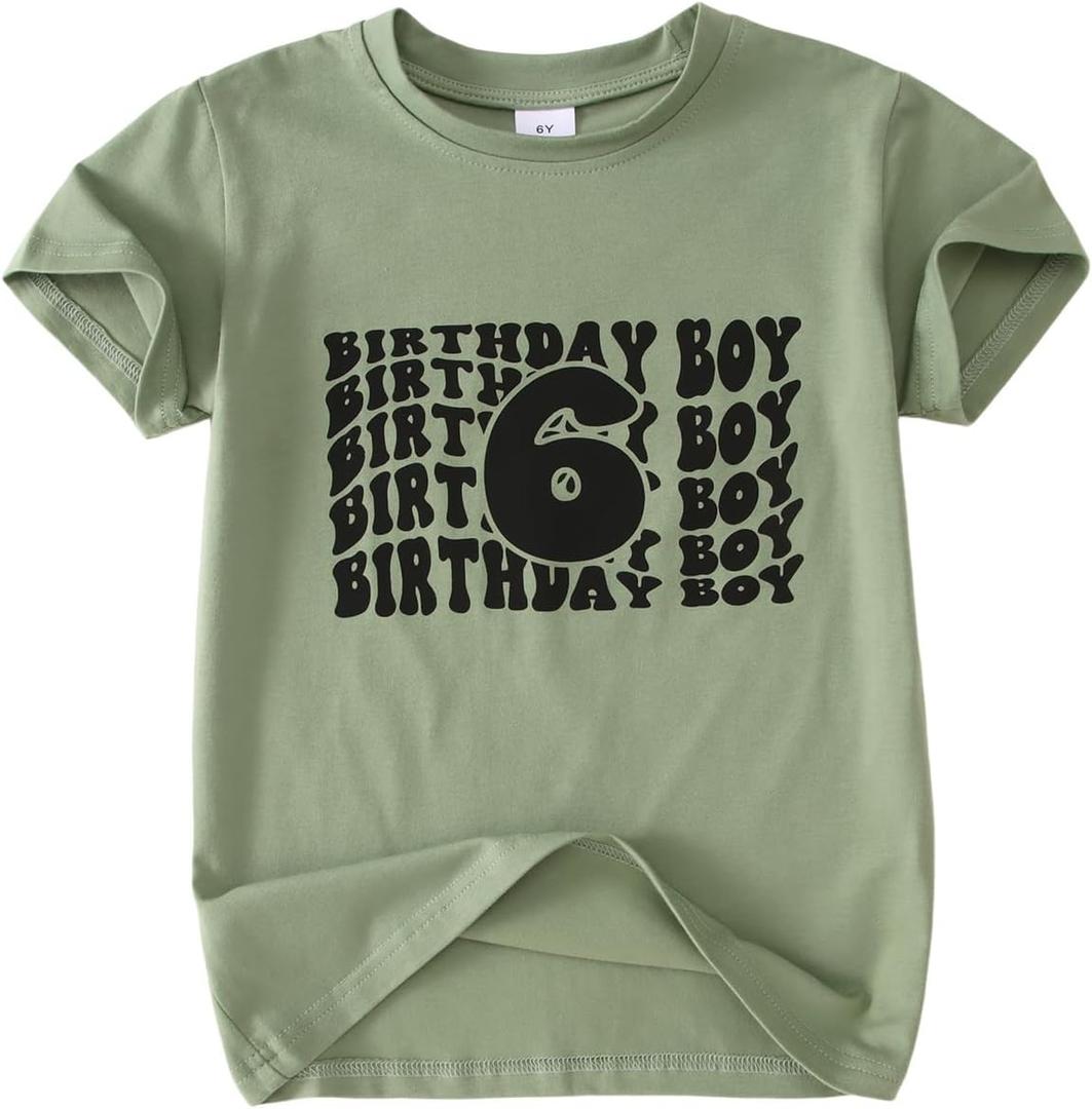 SOFEON Birthday Boy Shirt Toddler Boy 2nd 3rd 4th 5th 6th Birthday T-Shirt Kids 2-6 Years Old Birthday Gift Tees Party Top (Green)