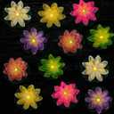 LACGO Waterproof Floating Lotus Light, 12PCS Floating Lily Light Water Activated Artificial Flowers Battery Operated for Wedding Pool Anniversary Garden Decoration(6 Inch, Mix-Color)