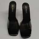 JENN ARDOR Clear Heels for Women Heeled Sandals Transparent Square Toe Chunky Heels Backless Womens Block Sandals Dress Pump Shoes Fashion, Black,  Size 7