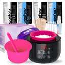 Smart Waxing Kit for Women - Wax Kits for Hair Removal | Auto Keep-Warm Function, 2 Auto Modes (Sensitive/Body), Smart Digital Wax Warmer for Beginner, with 4 Packs wax beads & Tools (Purple)